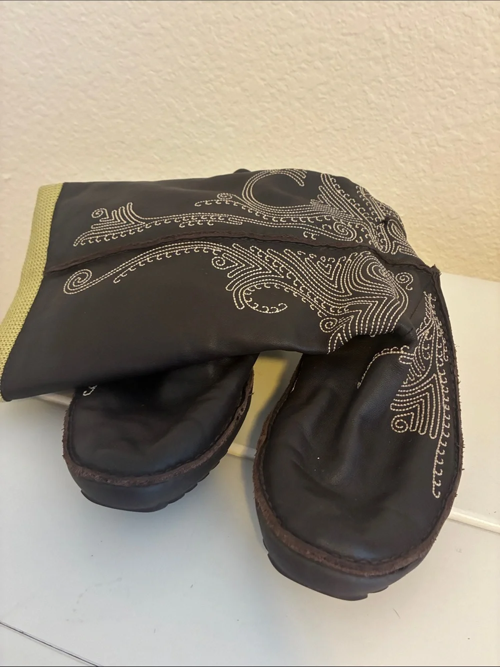 PUMA Monsoon bohemian mid-calf boots, with gorgeous embroidery!